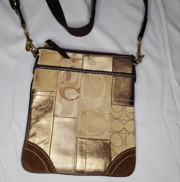 Coach patchwork brown beige tan multimedia crossbody bag - Picture 2 of 7